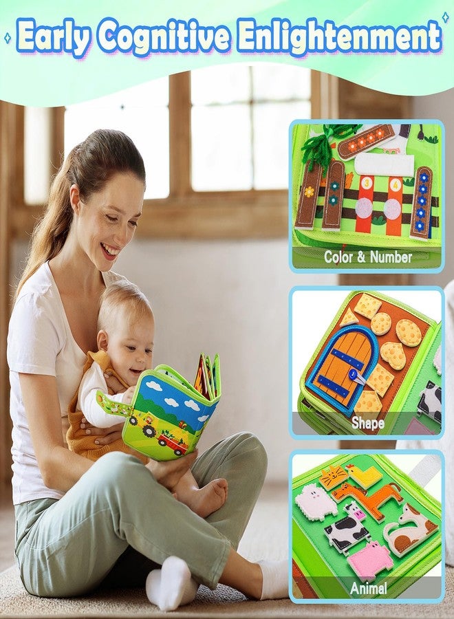 Fanfoobi Busy Book for Toddlers 1-3 Montessori Busy Board for 1 Year Old Boy Girl Gift Farm Animal Sensory Toys Educational Learning Quiet Airplane Travel Activity Books First Birthday Gifts - Image 4