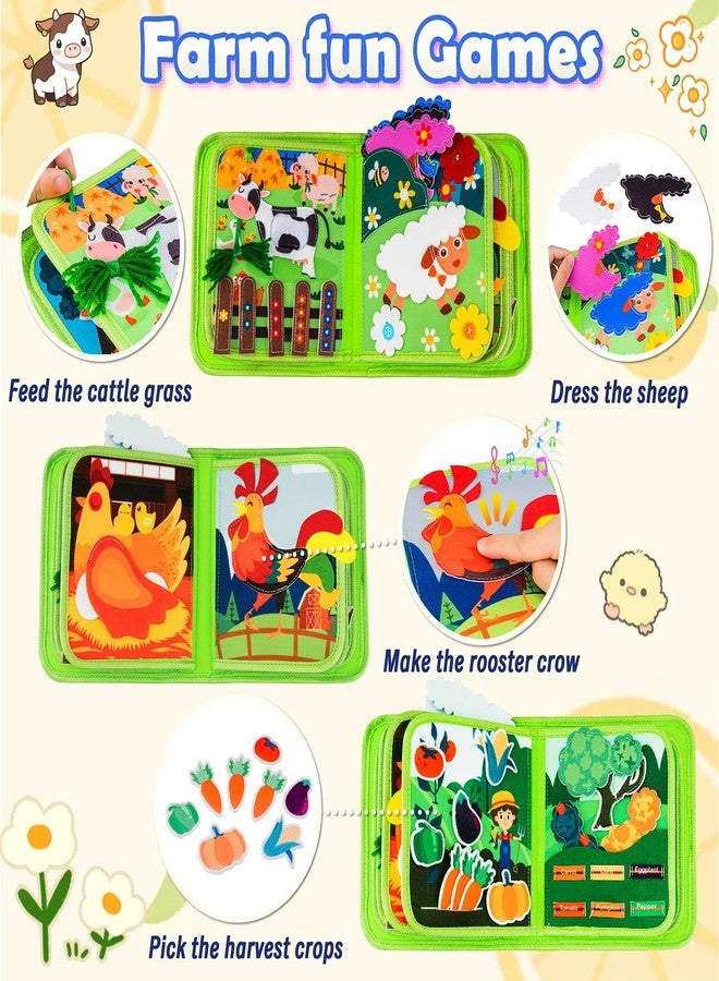 Fanfoobi Busy Book for Toddlers 1-3 Montessori Busy Board for 1 Year Old Boy Girl Gift Farm Animal Sensory Toys Educational Learning Quiet Airplane Travel Activity Books First Birthday Gifts - Image 3