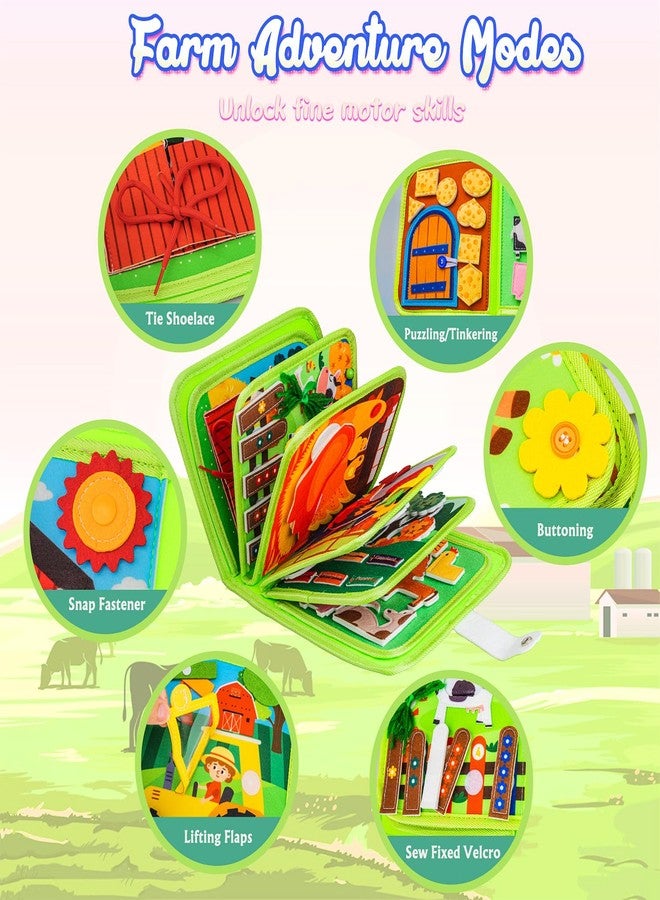 Fanfoobi Busy Book for Toddlers 1-3 Montessori Busy Board for 1 Year Old Boy Girl Gift Farm Animal Sensory Toys Educational Learning Quiet Airplane Travel Activity Books First Birthday Gifts - Image 2