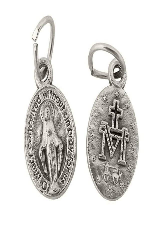 VENERARE Catholic Saint Medals Silver Tone Petite Miraculous Medal Pendant for Charm Bracelet, Lot of 5, 9/16 Inch - Image 2