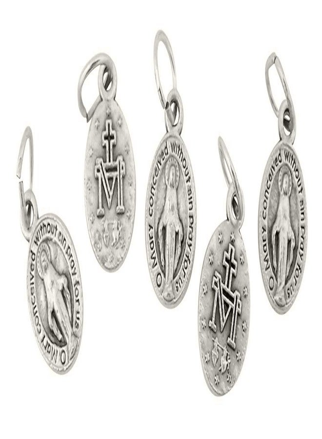 VENERARE Catholic Saint Medals Silver Tone Petite Miraculous Medal Pendant for Charm Bracelet, Lot of 5, 9/16 Inch - Image 1