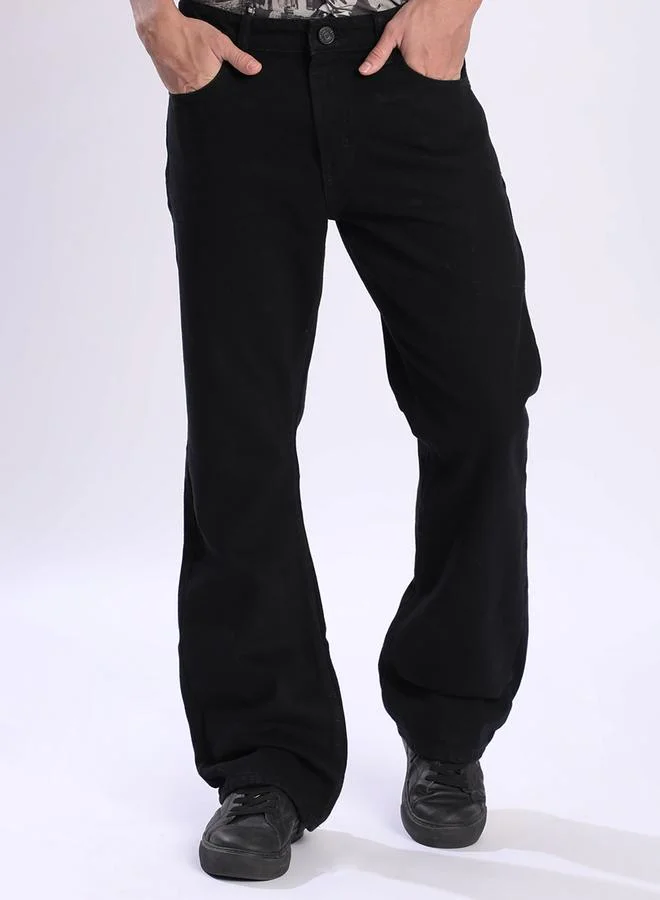 Styli Men Black Mid-Rise Bootcut Jeans By Bene Kleed