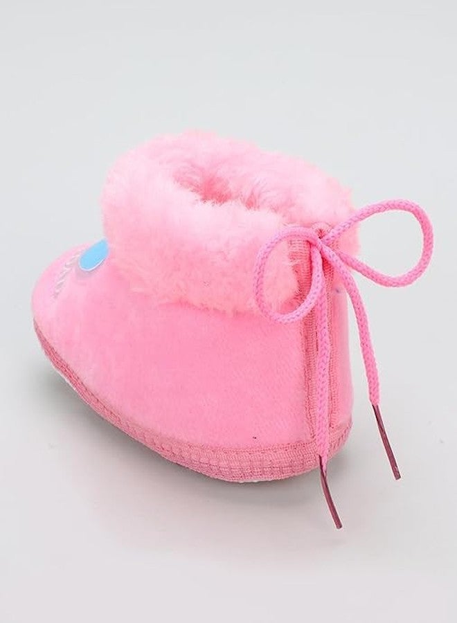 PureSole Baby Girl Party Booties - Soft Baby Girl Shoes with Bow | Non-Slip Crib Shoes for Newborns & Infants | Cute Pre-Walker Shoes for 0-12 Months | Stylish Booties (Blue & Pink) - Image 3