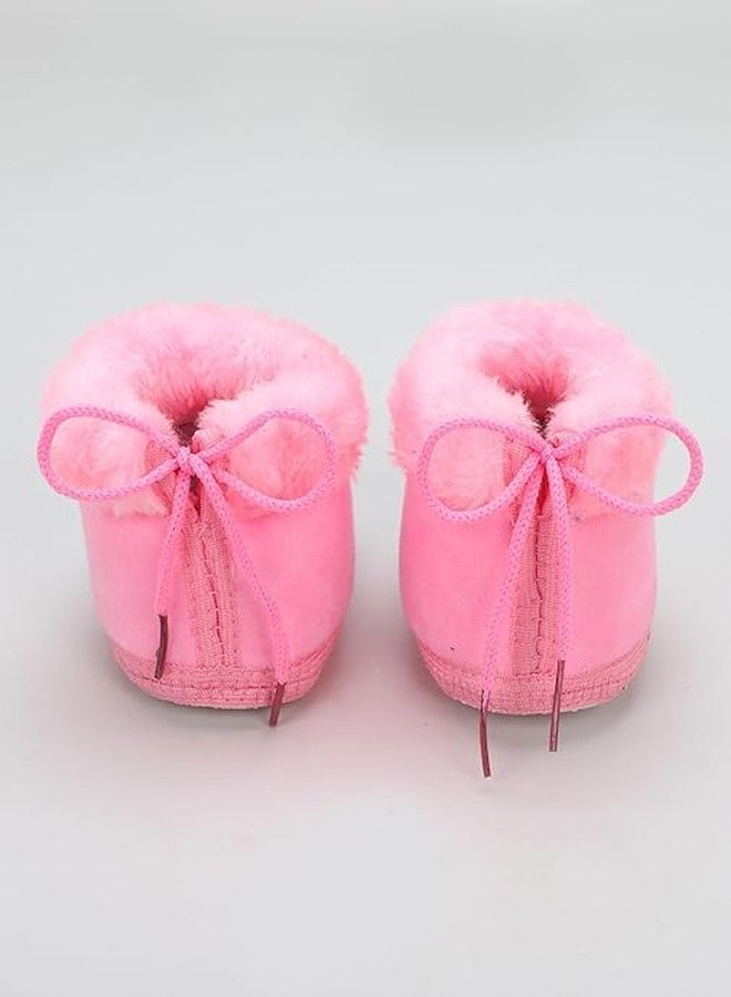 PureSole Baby Girl Party Booties - Soft Baby Girl Shoes with Bow | Non-Slip Crib Shoes for Newborns & Infants | Cute Pre-Walker Shoes for 0-12 Months | Stylish Booties (Blue & Pink) - Image 4