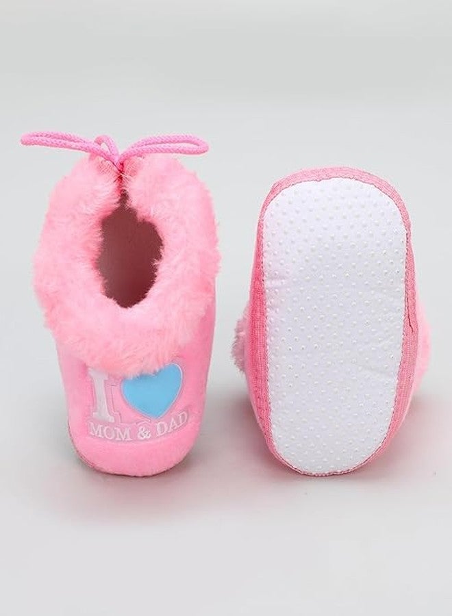 PureSole Baby Girl Party Booties - Soft Baby Girl Shoes with Bow | Non-Slip Crib Shoes for Newborns & Infants | Cute Pre-Walker Shoes for 0-12 Months | Stylish Booties (Blue & Pink) - Image 5