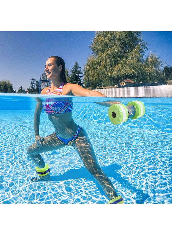 مجموعة تمارين رياضية مائية للتمارين المائية، مجموعة أثقال مائية إسفنجية لحمام السباحة، أثقال مائية مطورة حديثًا وأساور سباحة مائية إسفنجية، أداة لياقة بدنية للتمارين المائية (أخضر) - Image 5