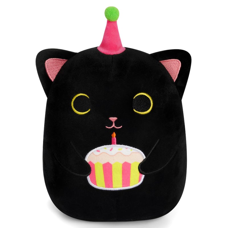 KOPHINYE Black Cat Plush 8 inch Happy Birthday Cat Stuffed Animal with Cake Cute Plush Black Kitten Birthday Gift for Girls Boys and Cats Home Room Decoration - Image 3