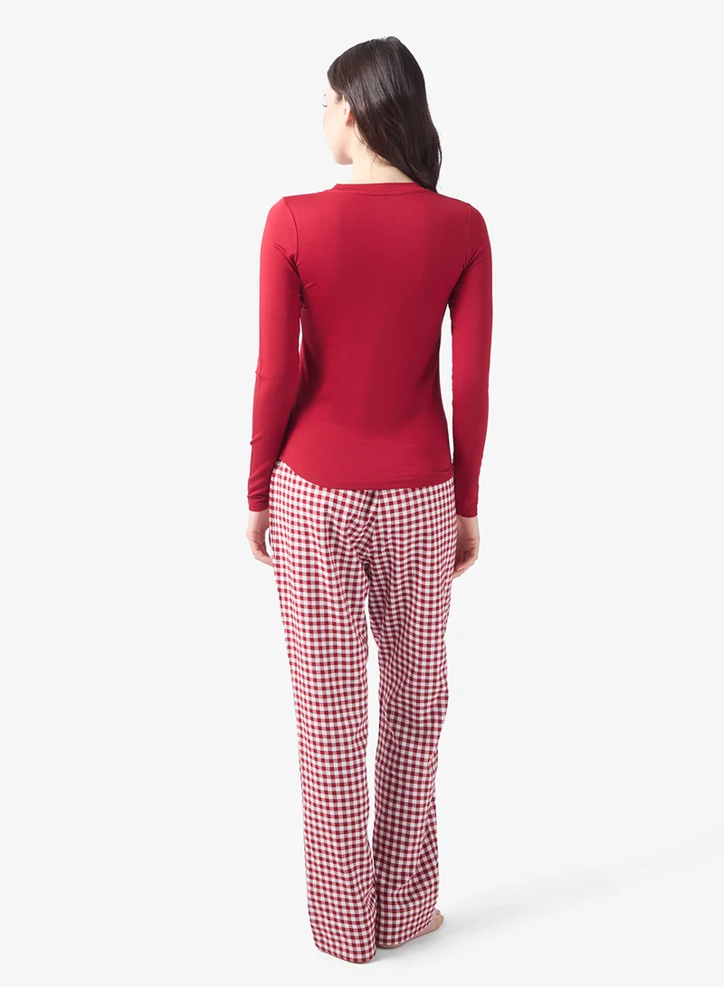 hunkemoller Twill Check top & Pyjamas set