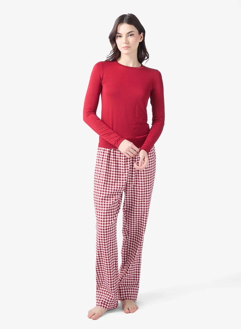 hunkemoller  Twill Check top & Pyjamas set for Women | Best Price UAE