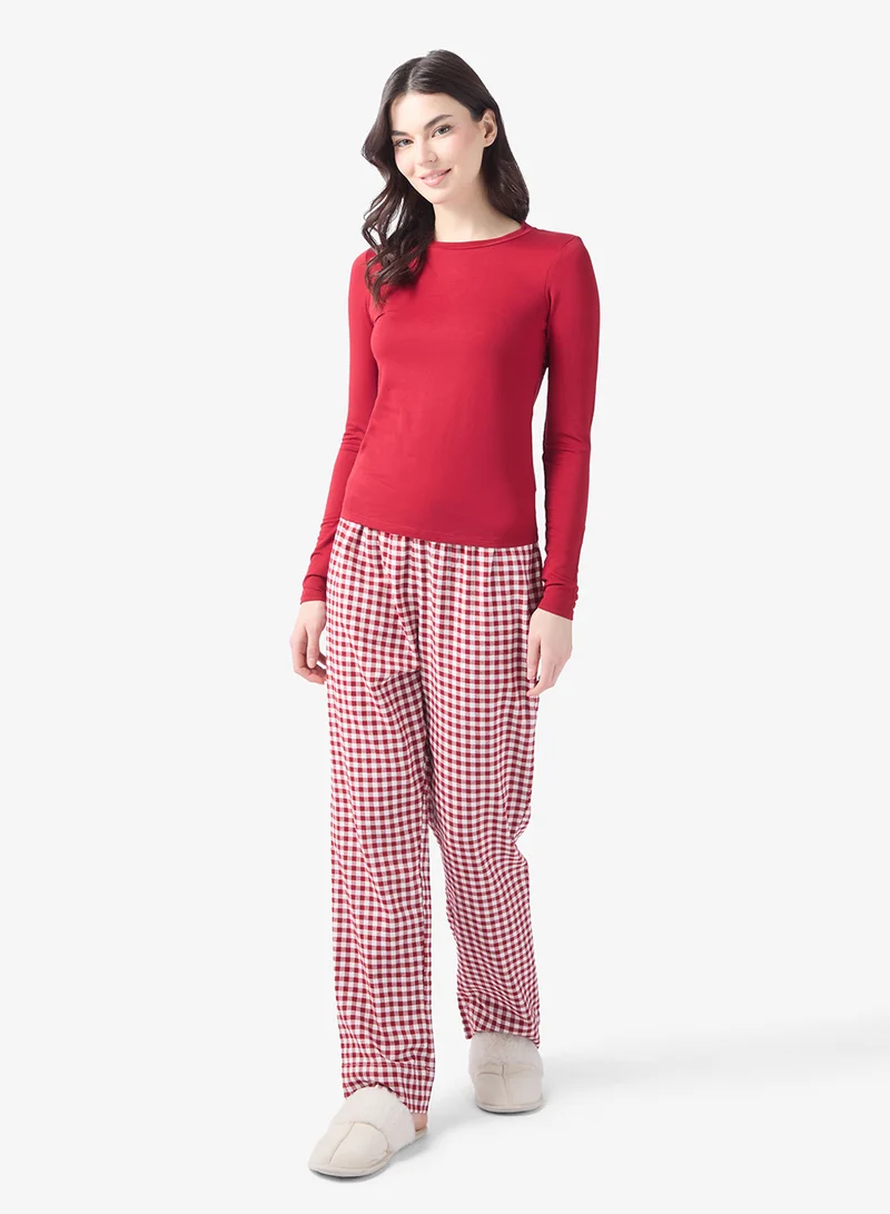 hunkemoller Twill Check top & Pyjamas set