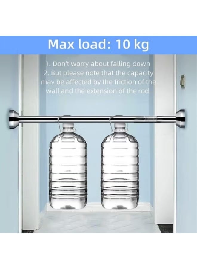 Shower Curtain Rod, 120-220cm Adjustable Tension Spring,Telescopic Curtain Pole Stainless Steel Extendable Clothes Rail Extendable Pole,No Drilling - Image 4