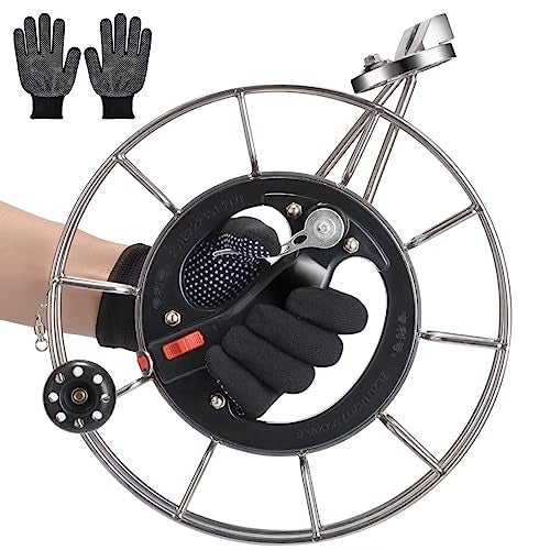 MIGREON Metal Stainless Steel Kite Reel with Brake 112 Dia Safety Lock Bearing Line Connectors Smooth Rotation Omnibearing Guide Waterproof and HighTemperature Resistance with AntiCut Gloves - Image 1
