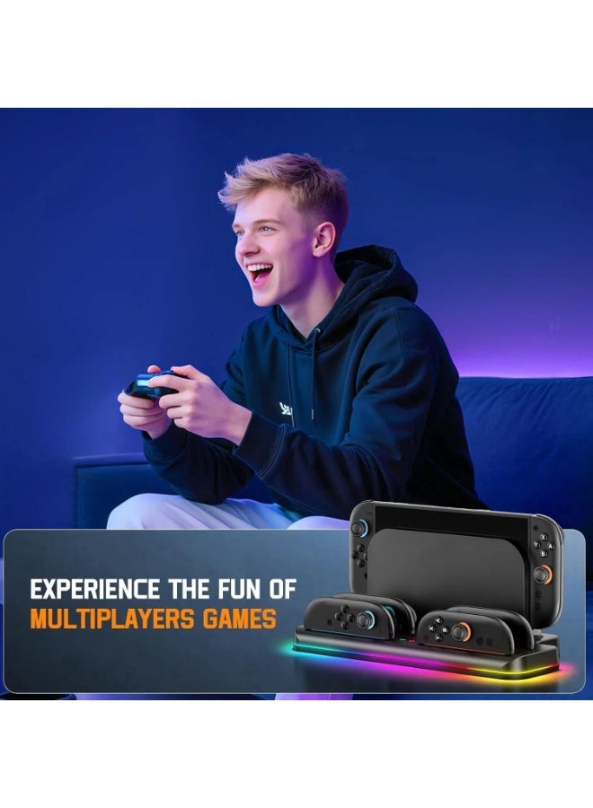 SUNEX SW2 Controller Charging Dock with TV Dock Storage, Fast Charging Station for Nintendo Switch 2 Joy-Con Controllers, RGB Ambient Lighting, LED Charging Indicators, Compact Docking Stand for Gaming Setup - Image 5