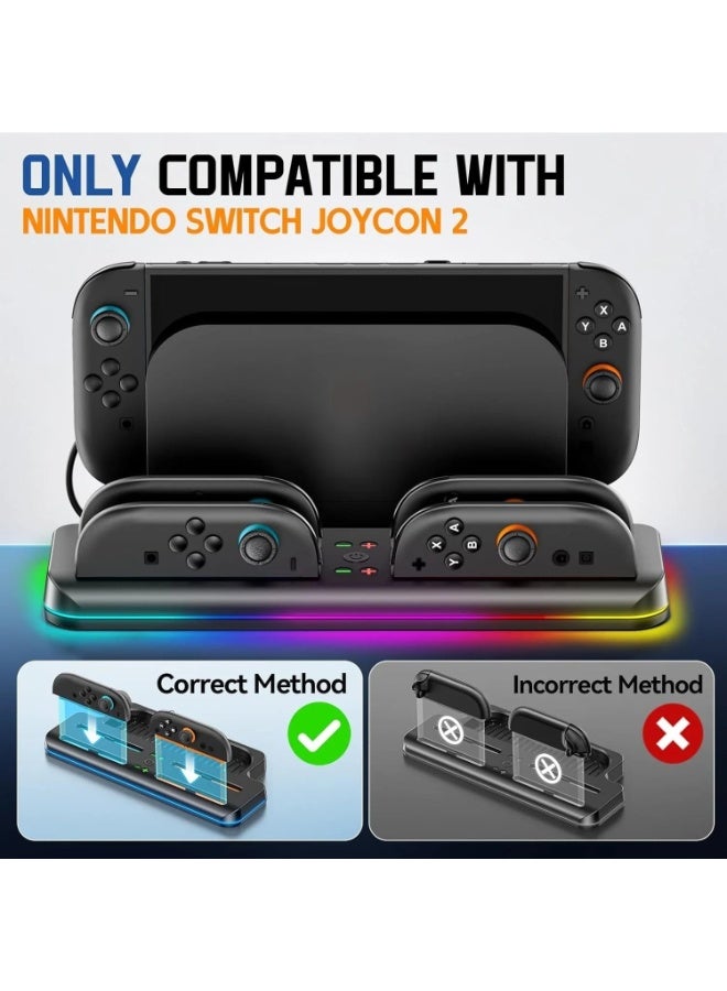 SUNEX SW2 Controller Charging Dock with TV Dock Storage, Fast Charging Station for Nintendo Switch 2 Joy-Con Controllers, RGB Ambient Lighting, LED Charging Indicators, Compact Docking Stand for Gaming Setup - Image 2