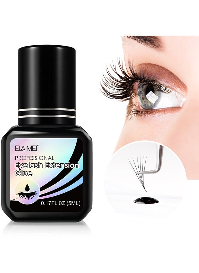 Elaimei Eyelash Extension Glue, Professional Lash Extension Glue For Strong Bond And High Flexibility Ultra Hold Instant Dry Low Fume And Extra Strong Black Adhesive Lash Bond Lash Glue  - Image 1