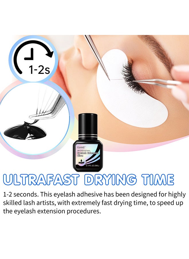 Elaimei Eyelash Extension Glue, Professional Lash Extension Glue For Strong Bond And High Flexibility Ultra Hold Instant Dry Low Fume And Extra Strong Black Adhesive Lash Bond Lash Glue  - Image 4