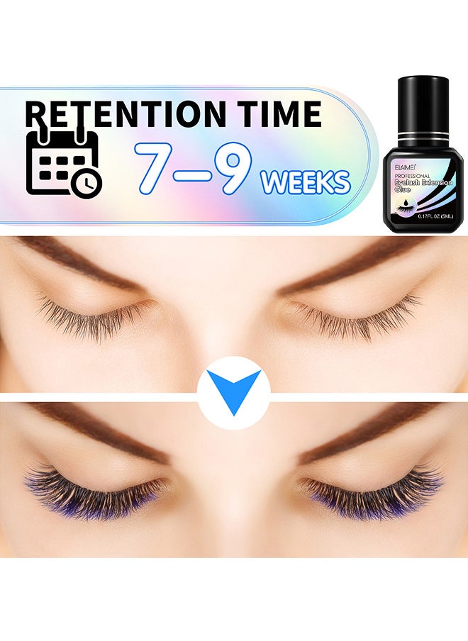 Elaimei - Eyelash Extension Glue, Professional Lash Extension Glue For Strong Bond And High Flexibility Ultra Hold Instant Dry Low Fume And Extra Strong Black Adhesive Lash Bond Lash Glue - Image 1