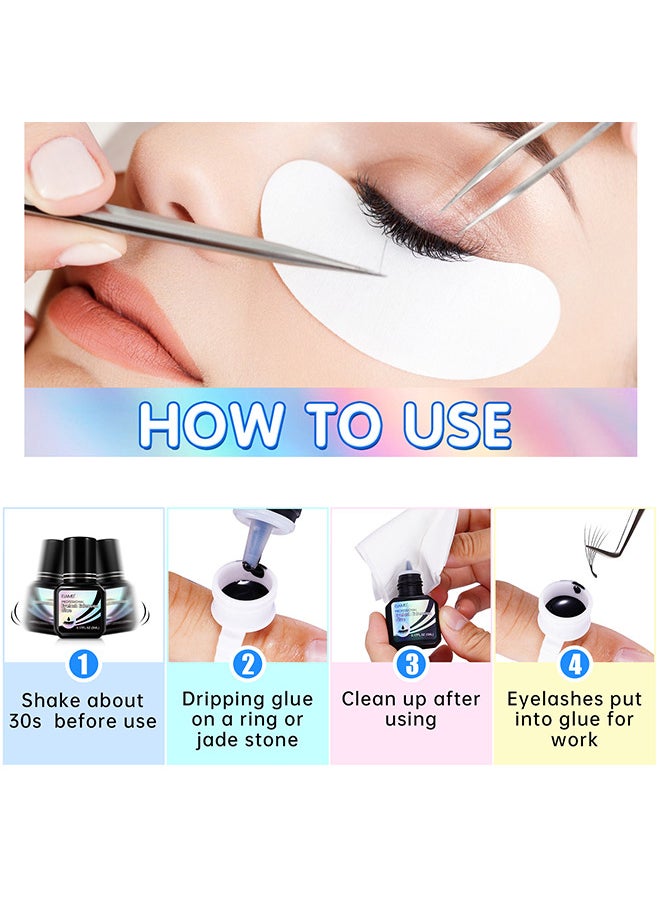 Elaimei - Eyelash Extension Glue, Professional Lash Extension Glue For Strong Bond And High Flexibility Ultra Hold Instant Dry Low Fume And Extra Strong Black Adhesive Lash Bond Lash Glue - Image 1