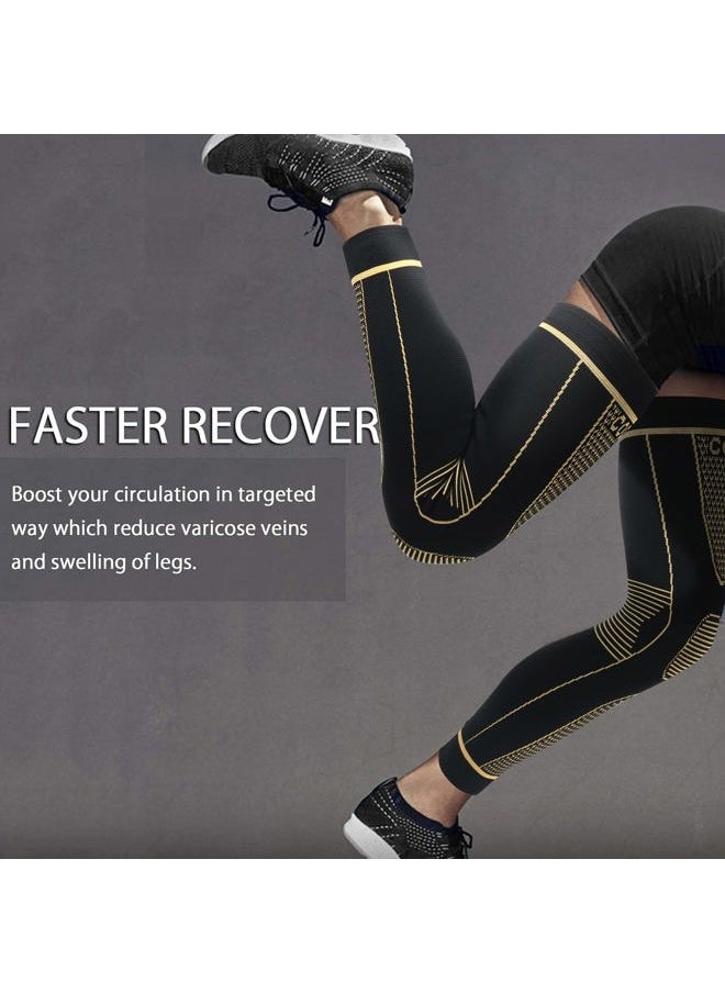 SKDK - Full Leg Sleeves Long Compression Leg Sleeve Knee Sleeves Protect Leg, for Man Women Basketball, Arthritis Cycling Sport Football, Reduce Varicose Veins and Swelling of Legs - Image 1