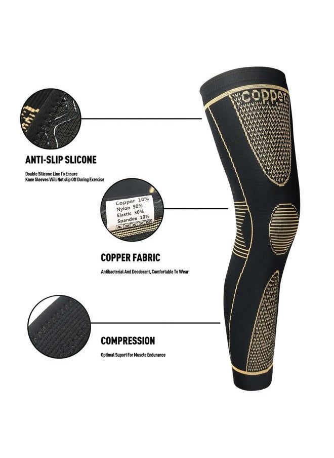 SKDK - Full Leg Sleeves Long Compression Leg Sleeve Knee Sleeves Protect Leg, for Man Women Basketball, Arthritis Cycling Sport Football, Reduce Varicose Veins and Swelling of Legs - Image 1