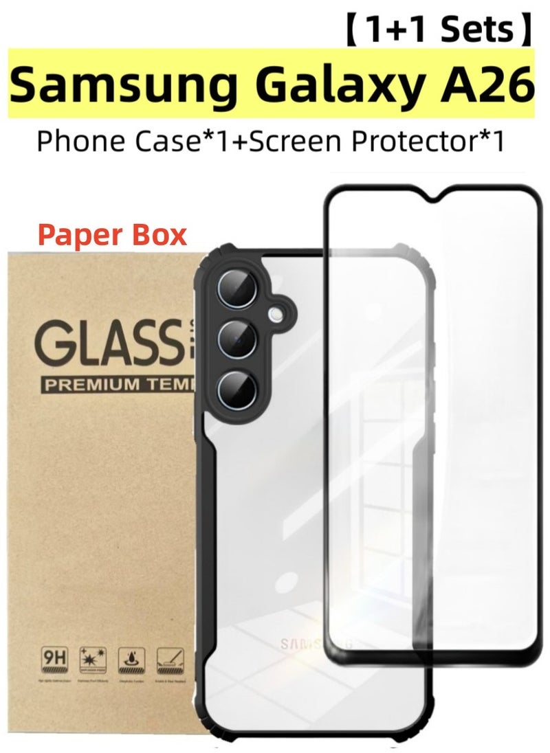 [1+1 Sets] For Samsung Galaxy A26 Case Cover & Screen Protector Phone Case with Anti Drop Function,Tempered Flim