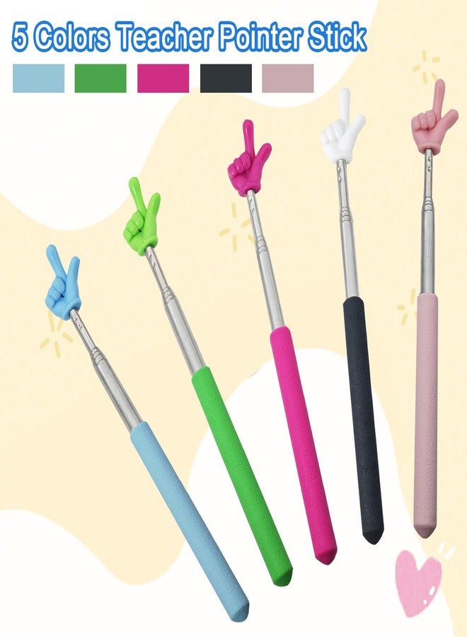 Trsewmi 5PCS Pointer Stick For Classroom - Multipurpose Teacher Pointer Stick, Extendable Classroom Pointer And Finger Pointer Stick, Engaging Colors - Classroom Essentials For Effective Presentations - Image 3