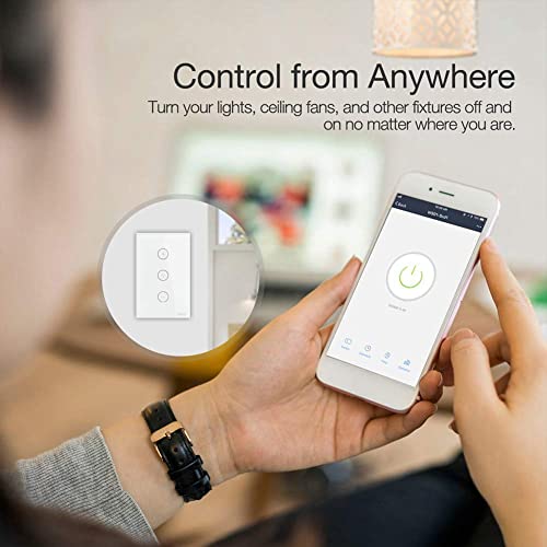 MOES WiFi Smart Wall Touch Light Switch Glass Panel Wireless Remote Control by Mobile APP Anywhere Compatible with Alexa,Timing Function No Hub Required (Wall Switch 3 Gang) - Image 4