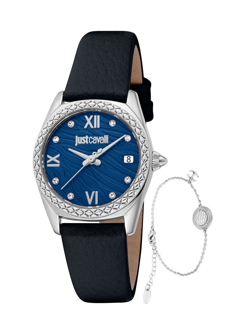 Just Cavalli ساعة يد نسائية جلدية دائرية الشكل JC1L312L0015 - 30 مم  - Image 1