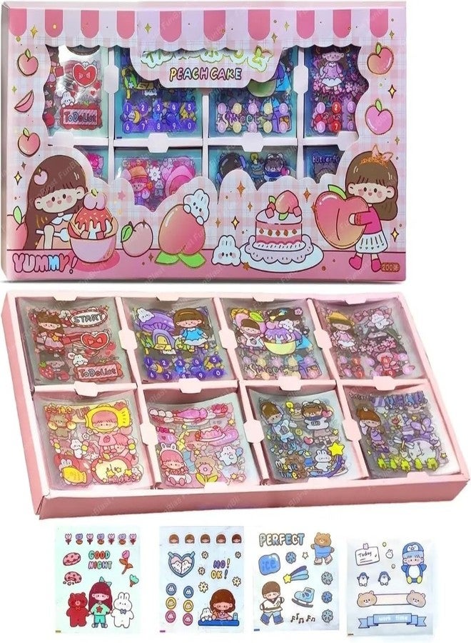 KmCho Long Box Stickers-200 Sheets Kawaii Aesthetic Stickers for Scrapbooking, Journaling, DIY Crafts & Gifts-Cute Girls Travel-Themed Paper Stickers for Kids,Teens & Stationery Lovers DN-2 - Image 1