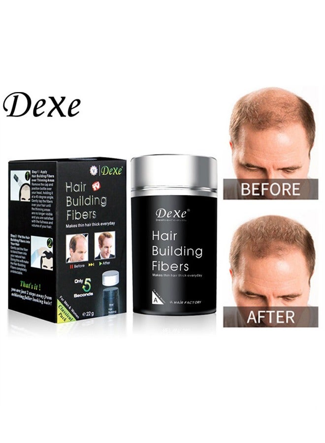 Dexe Hair Building Fibers, Fill In Fine or Thinning Hair Instantly Thicker, Fuller Looking Hair for Men and Women Dark Brown 22g  - Image 1