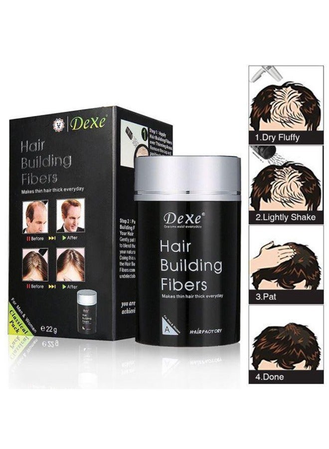 Dexe Hair Building Fibers, Fill In Fine or Thinning Hair Instantly Thicker, Fuller Looking Hair for Men and Women Dark Brown 22g  - Image 3