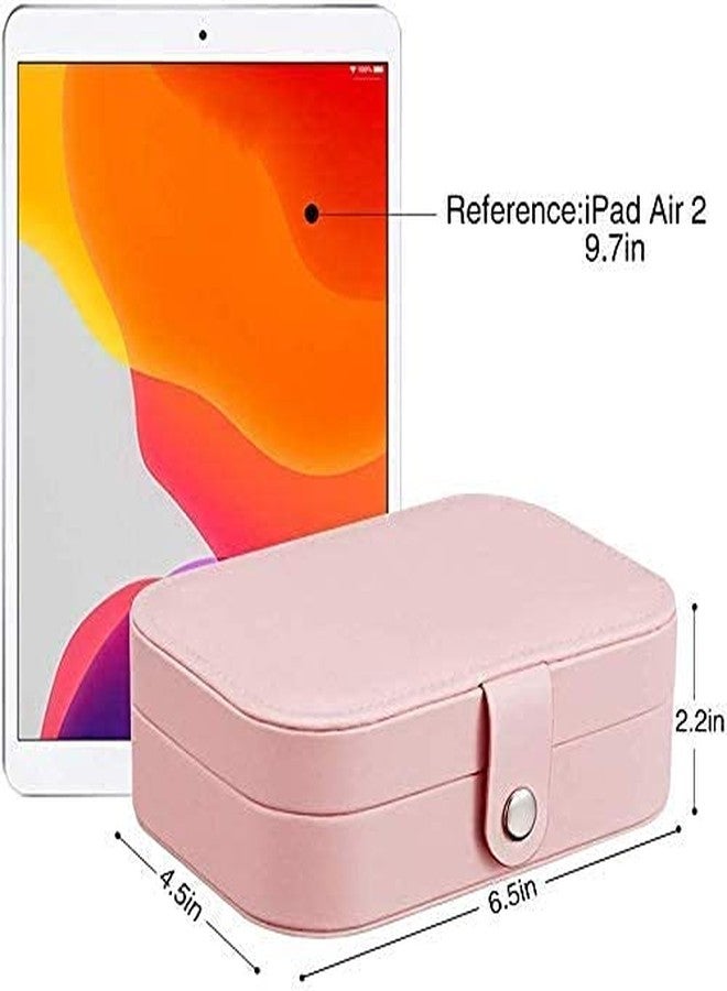 SHOPECOM منظم مجوهرات جلدي من SHOPECOM للأقراط والخواتم والقلائد - حافظة مجوهرات، هدية للبنات والسيدات، وردي - Image 4