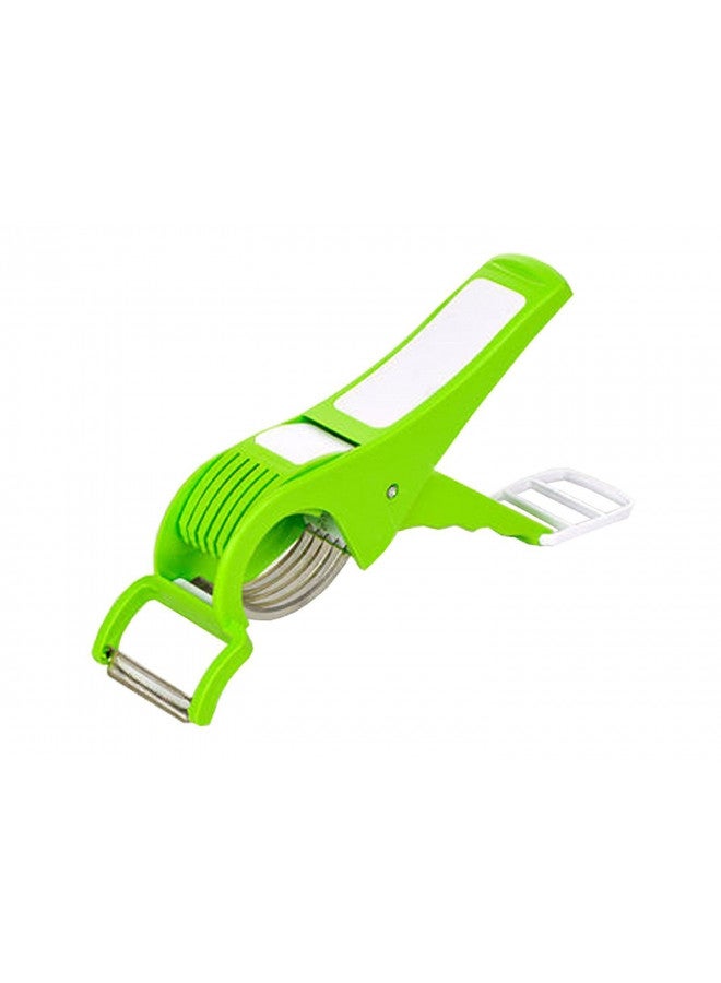DBY Veg Cutter Durable Veggie Slicer Vegetable Cutter Slicer Chopper Extra Sharp Stainless Steel 2 in 1 Vegetable Cutter with Peeler Chilly Cutter With Lock System Plastic - Image 4