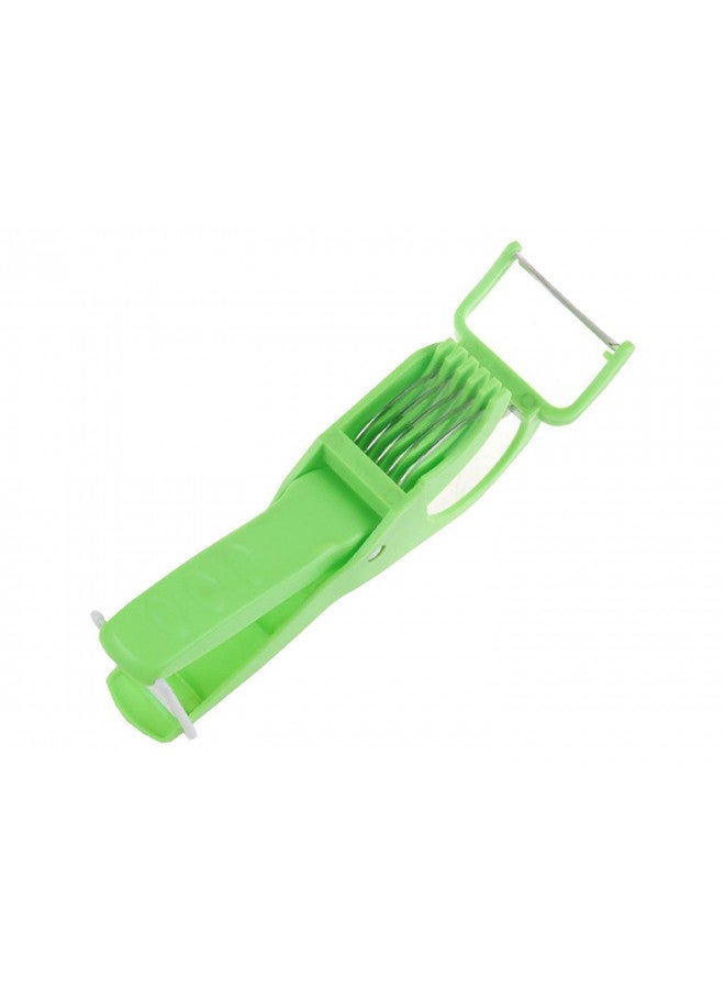 DBY Veg Cutter Durable Veggie Slicer Vegetable Cutter Slicer Chopper Extra Sharp Stainless Steel 2 in 1 Vegetable Cutter with Peeler Chilly Cutter With Lock System Plastic - Image 3