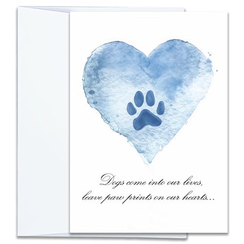 Hat Acrobat Loss of Dog Card - 5 x 7 inch Pet Loss Sympathy Card with Envelope, Dog Sympathy Cards for Beloved Pets to Send Out Your Condolences (BluePaw) - Image 1