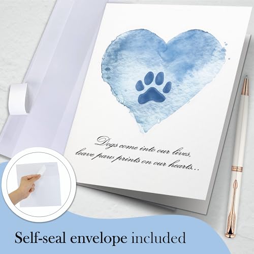 Hat Acrobat Loss of Dog Card - 5 x 7 inch Pet Loss Sympathy Card with Envelope, Dog Sympathy Cards for Beloved Pets to Send Out Your Condolences (BluePaw) - Image 3