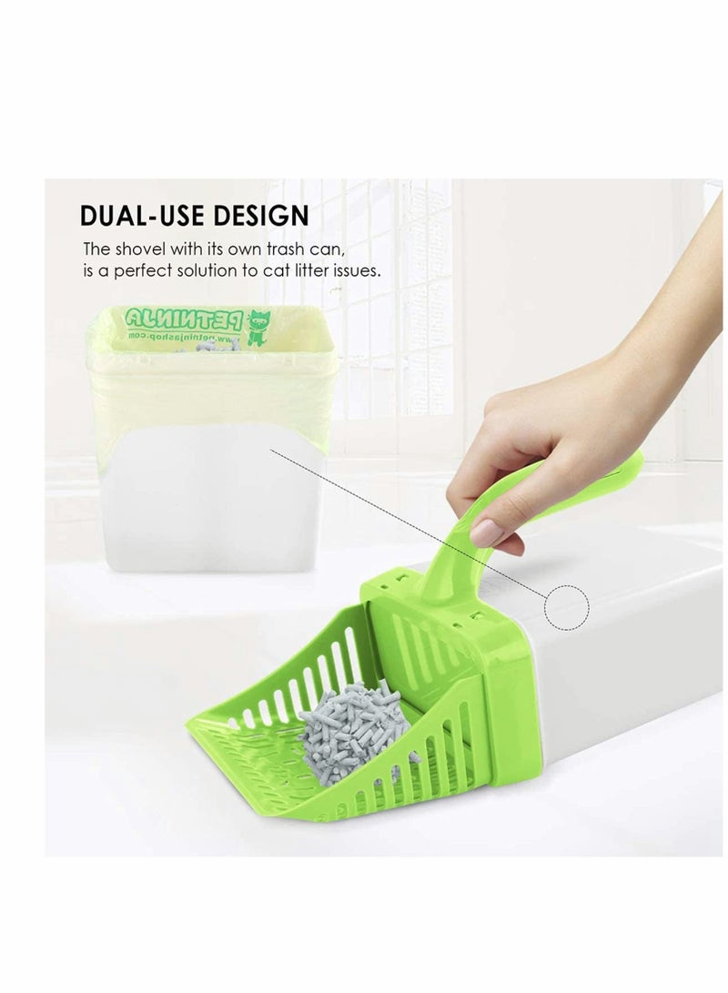 Non-Stick Cat Litter Shovel and Trash Can with Extra Waste Bags