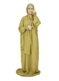 DAMAS COLLECTION One piece prayer dress for women made from cotton blend with the attached scarf - one piece prayer abaya with the attached scarf -prayer clothes women - prayer gown for women  - Image 1