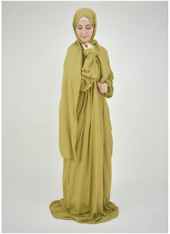 DAMAS COLLECTION One piece prayer dress for women made from cotton blend with the attached scarf - one piece prayer abaya with the attached scarf -prayer clothes women - prayer gown for women  - Image 3