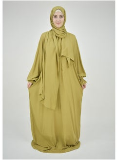 DAMAS COLLECTION One piece prayer dress for women made from cotton blend with the attached scarf - one piece prayer abaya with the attached scarf -prayer clothes women - prayer gown for women  - Image 4