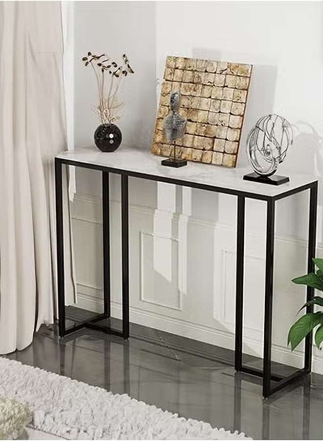 AGD Console Table, Modern Entryway Table for Living Room, Metal Frame Side Table for Home and Office 100x30x78.5cm, White - Image 2