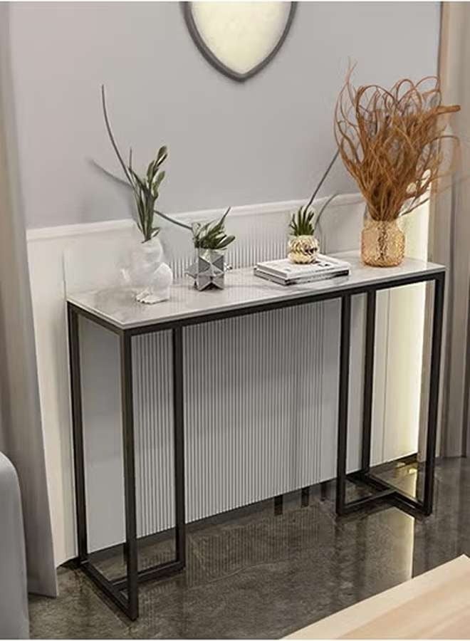 AGD Console Table, Modern Entryway Table for Living Room, Metal Frame Side Table for Home and Office 100x30x78.5cm, White - Image 3