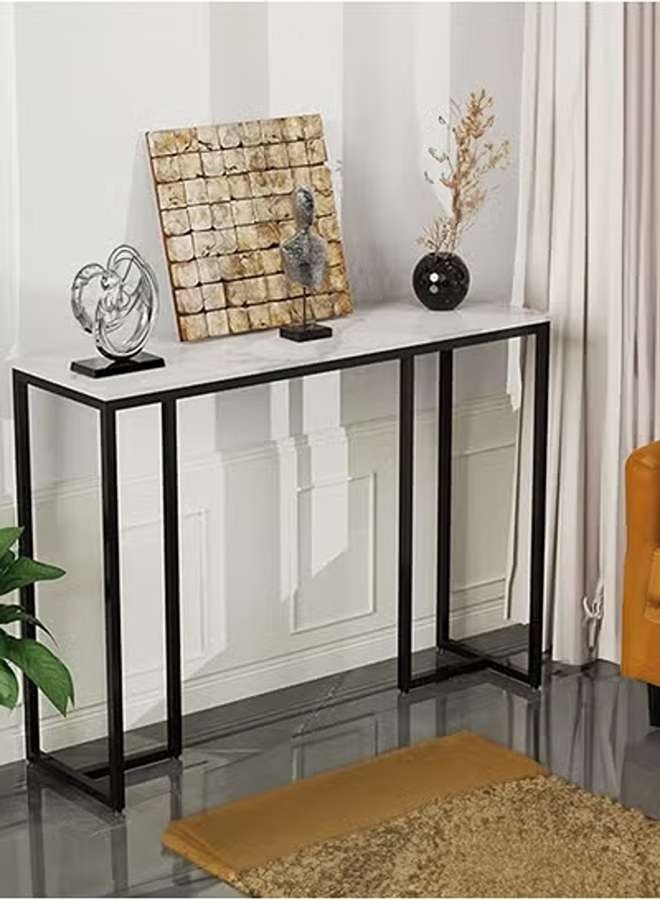 AGD Console Table, Modern Entryway Table for Living Room, Metal Frame Side Table for Home and Office 100x30x78.5cm, White - Image 4