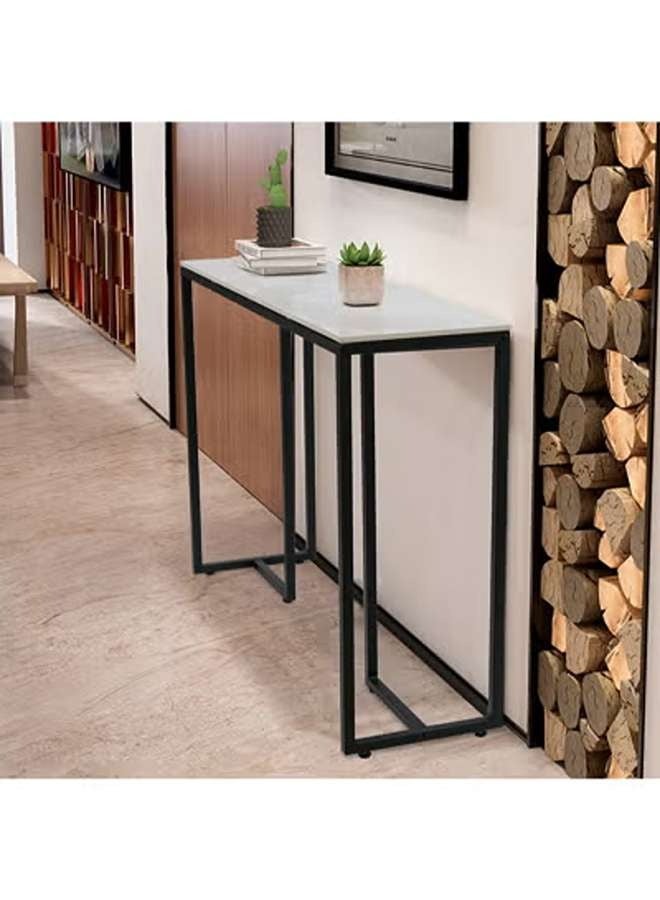 AGD Console Table, Modern Entryway Table for Living Room, Metal Frame Side Table for Home and Office 100x30x78.5cm, White - Image 5