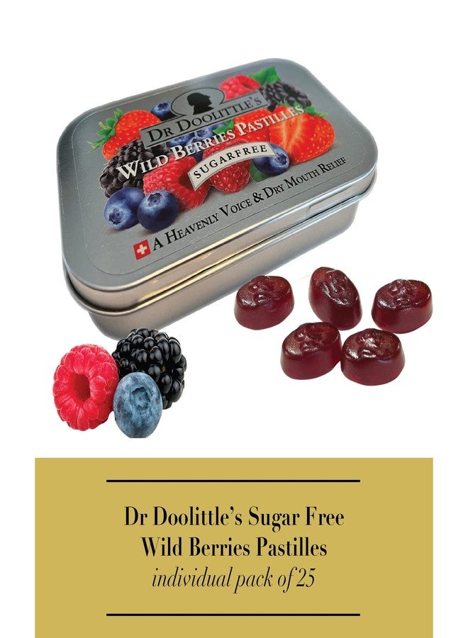 DOOLITTLE Dr. Doolittle’s Sugar Free Soft Fruit Pastilles for Voice and Throat, Wild Berries Flavor, 2.12 Ounce Tin, approximately 25 Count Package - Image 2