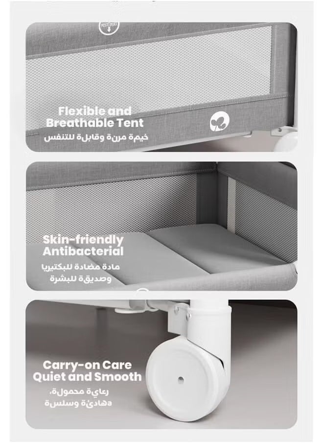 Riolio - Portable Folding Bedside Crib for Newborns - Multifunctional Baby Bassinet, Cradle, and Sleeping Basket with Mobile. - Image 1