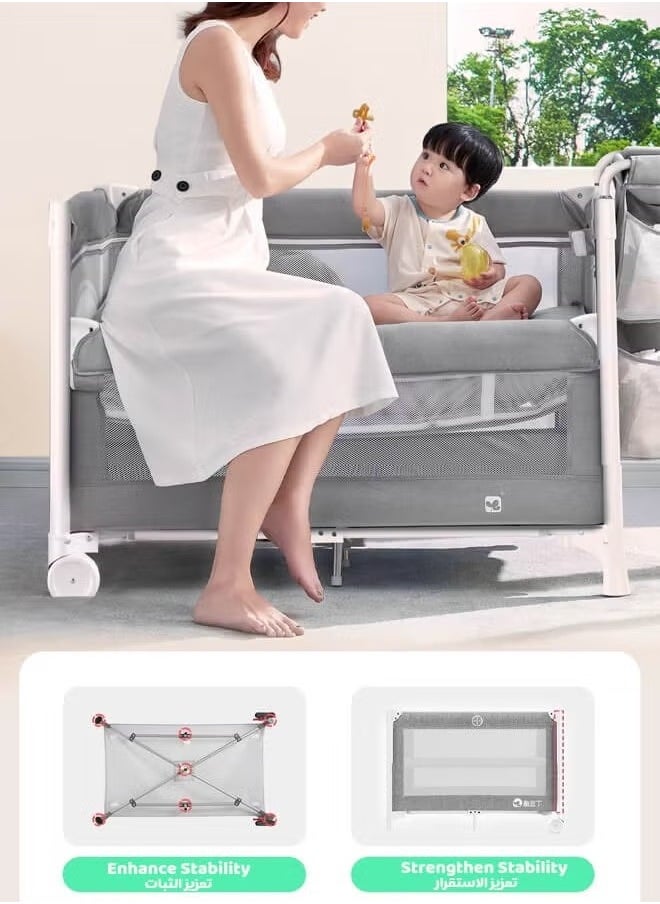 Riolio - Portable Folding Bedside Crib for Newborns - Multifunctional Baby Bassinet, Cradle, and Sleeping Basket with Mobile. - Image 1
