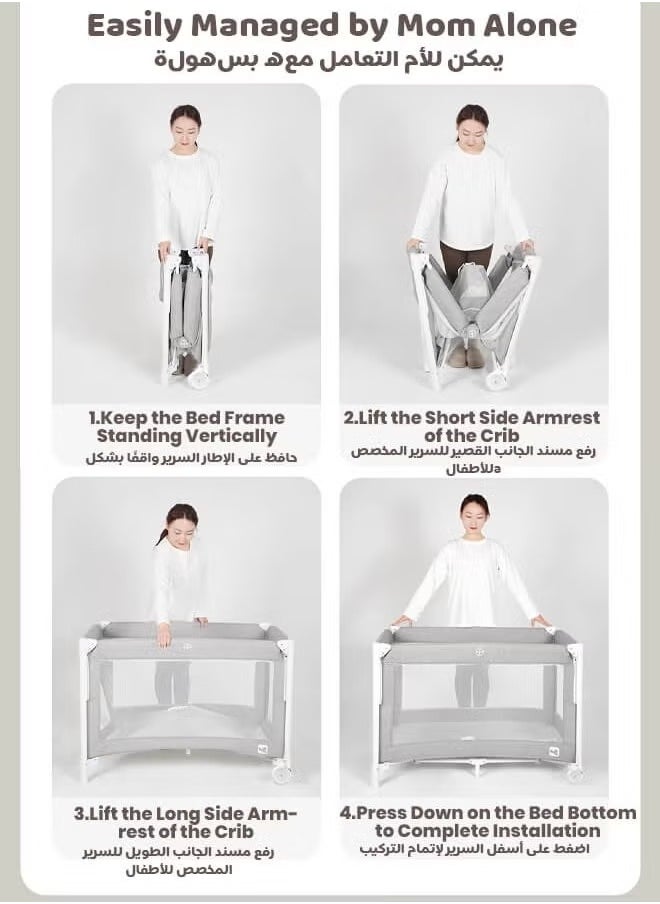Riolio - Portable Folding Bedside Crib for Newborns - Multifunctional Baby Bassinet, Cradle, and Sleeping Basket with Mobile. - Image 1
