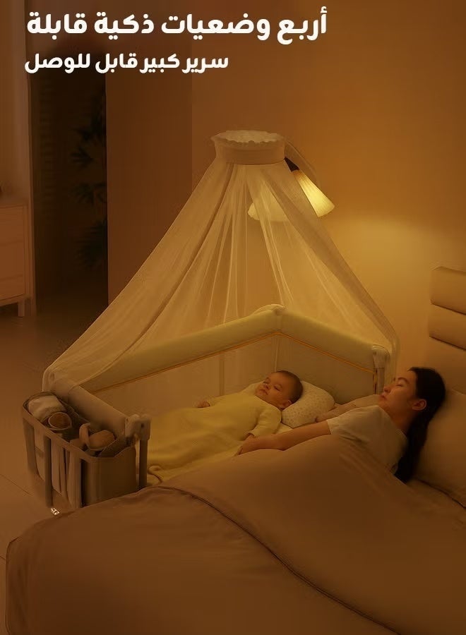 Riolio Portable Folding Bedside Crib for Newborns - Multifunctional Baby Bassinet, Cradle, and Sleeping Basket with Mobile. - Image 1