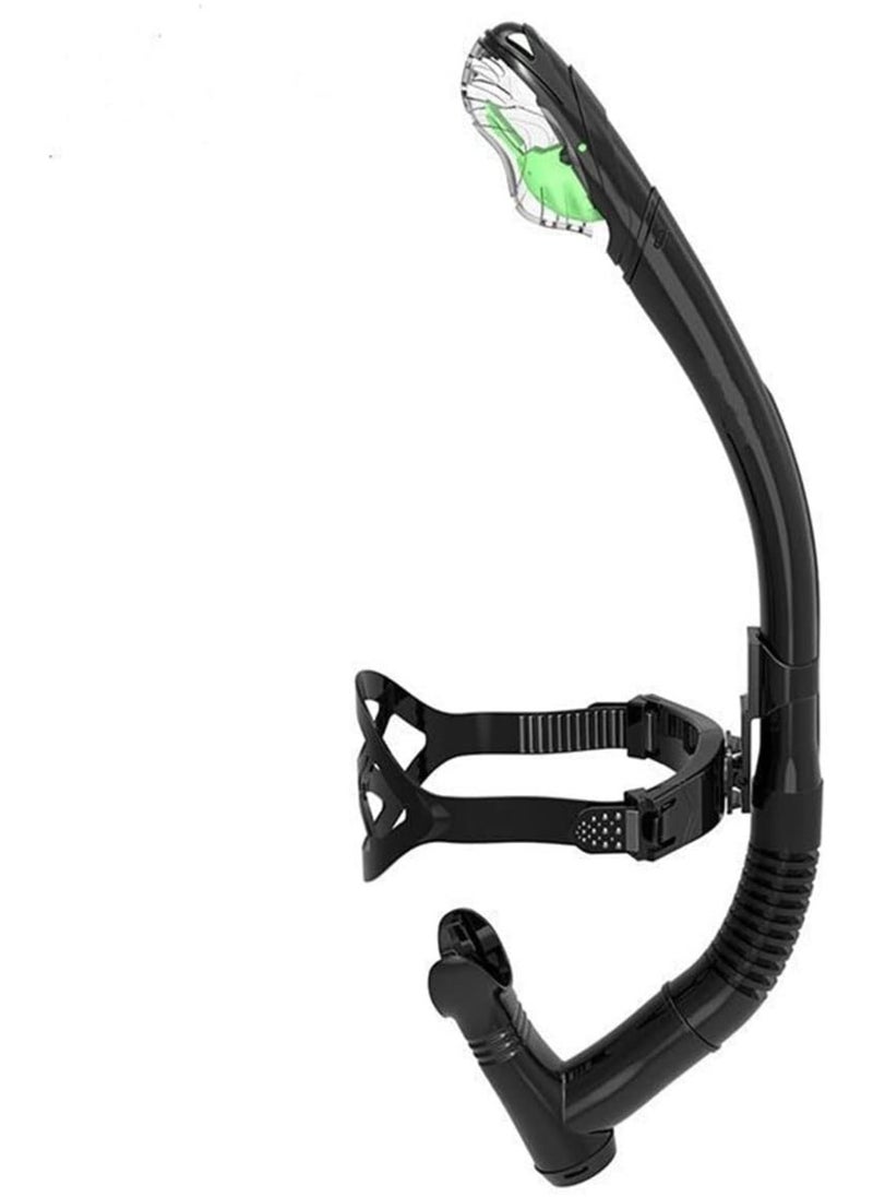 Aookay Front Snorkel, Dry Top Snorkel, Comfort Mouthpiece, One-way Purge Valve, Suitable for Pool/Open Water/Swimming/Scuba Snorkeling (Black)  - Image 1